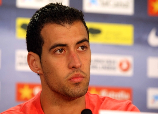 Busquets, en rueda de prensa. Foto: Miguel Ruiz-FCB