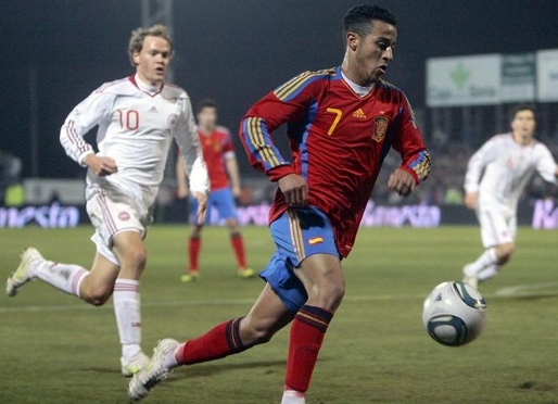 Thiago en un partido anterior contra Dinamarca. Foto: Archivo FCB