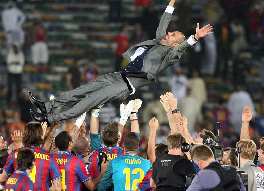 Guardiola, a Abu Dhabi, celebrant el Mundial de Clubs. Foto: Arxiu (FCB)