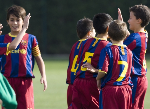 El Benjam A celebra un gol. Foto: Arxiu FCB