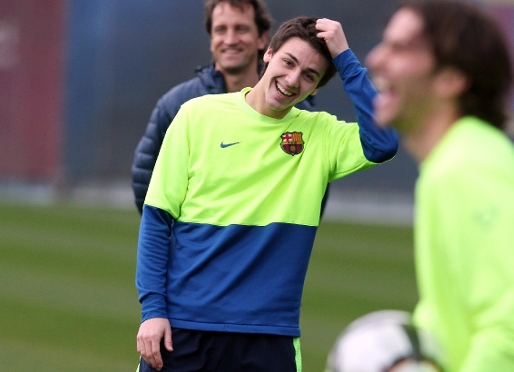 Riverola, durant un entrenament amb el primer equip l'any 2010. Fotos: Arxiu FCB