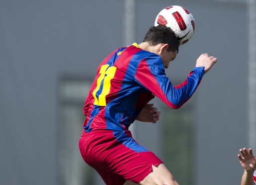 Toni Sanabria, davanter del Cadet B, va marcar al camp del Prat. Fotos: lex Caparrs-Severino Fernndez