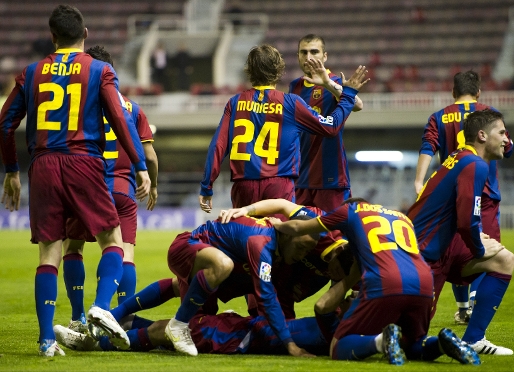 Els jugadors del Bara B han celebrat aquesta temporada 62 gols. Fotos:Arxiu FCB