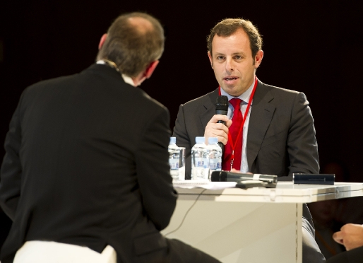 Rosell, durante la ponencia en el Global Sports Forum. Fotos: lex Caparrs / FCB