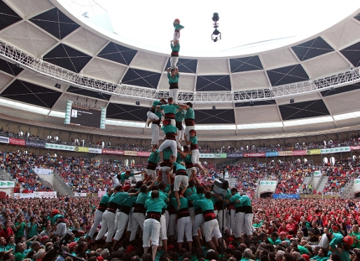 Quatre de nou amb l'agulla dels Castellers de Vilafranca. Foto: Andreu Puig / CCCC