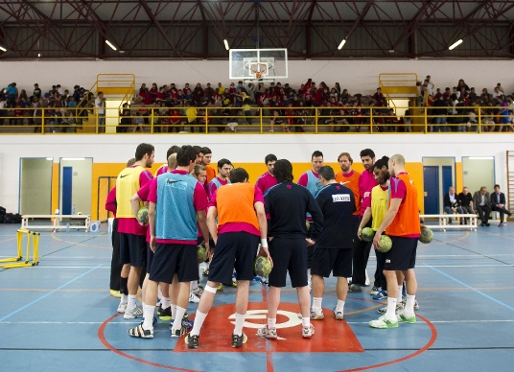 Els jugadors del Bara Borges, al pavell Can Tintor de Gav. (Foto: lex Caparrs - FCB)