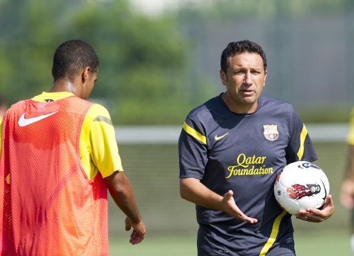 Eusebio ha dirigit aquest dissabte l'ltim entrenament abans de jugar contra el Deportivo. Fotos: lex Caparrs/FCB