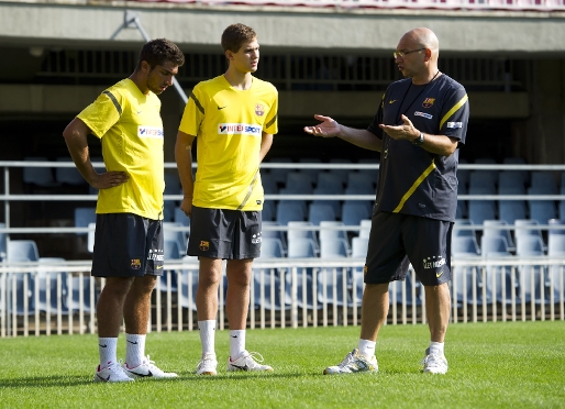 El segon entrenador, Toni Rubiella, s el ms veter de tots els membres de l''staff' del Bara Intersport. Foto: lex Caparrs-FCB