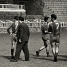 Plantilla del Bara de l'poca d'Helenio Herrera, en un entrenament al vell camp de Les Corts.