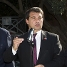 Discurs del president Laporta, acompanyat de Montal, Yuste i Cubells.