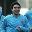 The players warming up.