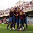 La celebraci del gol en un Miniestadi prcticament ple.