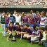 El Bara luce, en el Camp Nou, la Copa del Rey ganada contra la Real Sociedad la temporada 1987/88.