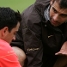 Xavi y Guardiola, conversando.