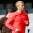 Gudjohnsen, en un instant de l'entrenament que ha tingut lloc al Miniestadi.