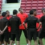 El equipo, antes de empezar el entrenamiento.