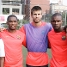 Eto'o, Piqu, Abidal y Bojan, con dos jvenes de la agrupacin AYSO.