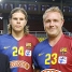 Joan Laporta amb les tres noves incorporacions: Jernemyr, Hansen i Boldsen.