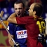 Los jugadores, celebrando el 1-0.